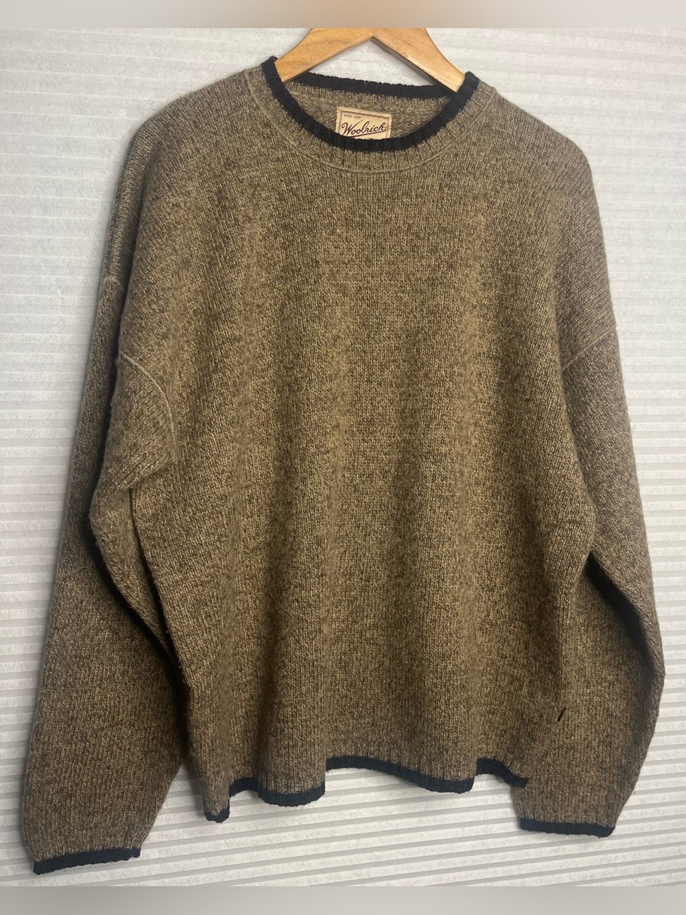 Vintage Woolrich Wool Sweater Mens XL Brown Herb Tweed